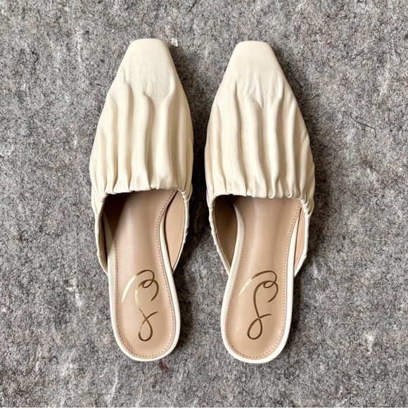 Sam Edelman Cecilia Ivory Leather square toe slip on mules flats - Picture 5 of 15